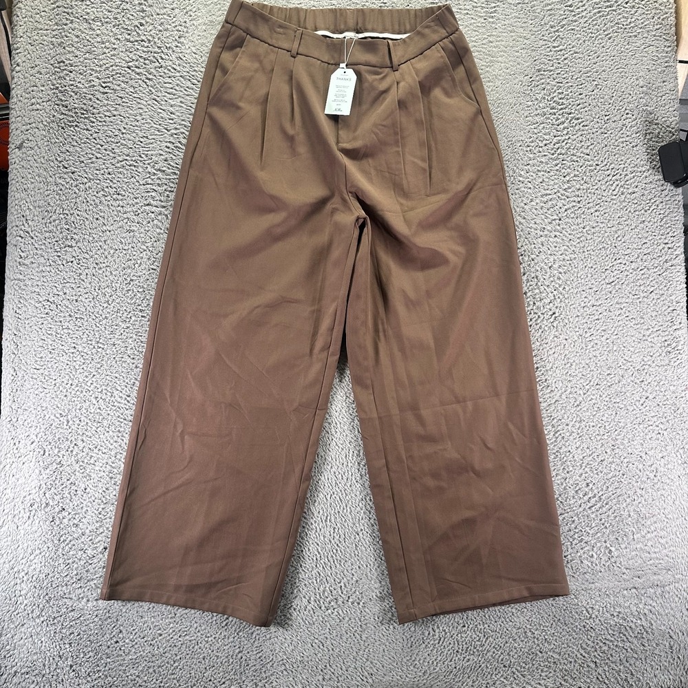 Nimin Pant Womens XL Brown Dress Wide-Leg Business Career Formal Office Pleated